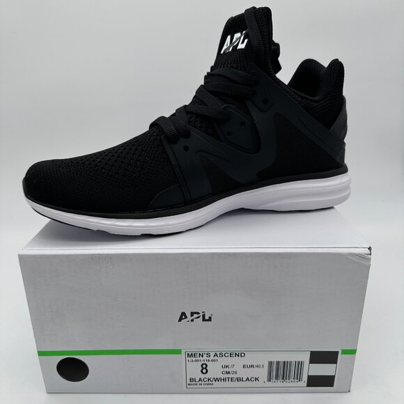 APL Men\'s Ascend Lightweight TechLoom Training Sneaker,‎ Size 8, Black/White main image 6